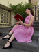 Pink 1950s Pinstripes Tie Collar Dress
