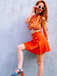 2PCS 1960s Tie Neck Floral Top & Button Solid Skirt