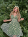 Green 1950s Daisy Mesh Swing Dress