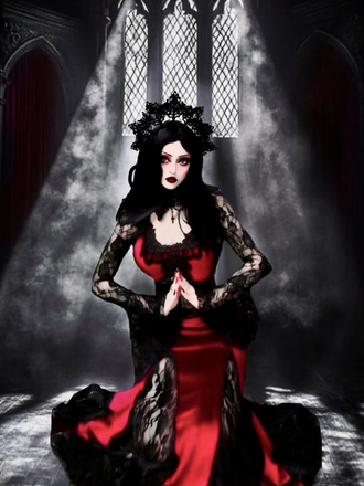 1930s Lace Long Sleeve Fishtail Dress