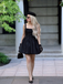 Black Solid Sleeveless Lace Mini Dress