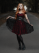 Wine Red 1950s Skull Mesh Swing Dress