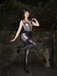 Black 1980s Lace Steampunk Herringbone Corset
