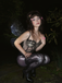 Black 1980s Lace Steampunk Herringbone Corset
