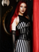 Black 1930s Spiderweb Mesh Stripe Fishtail Dress