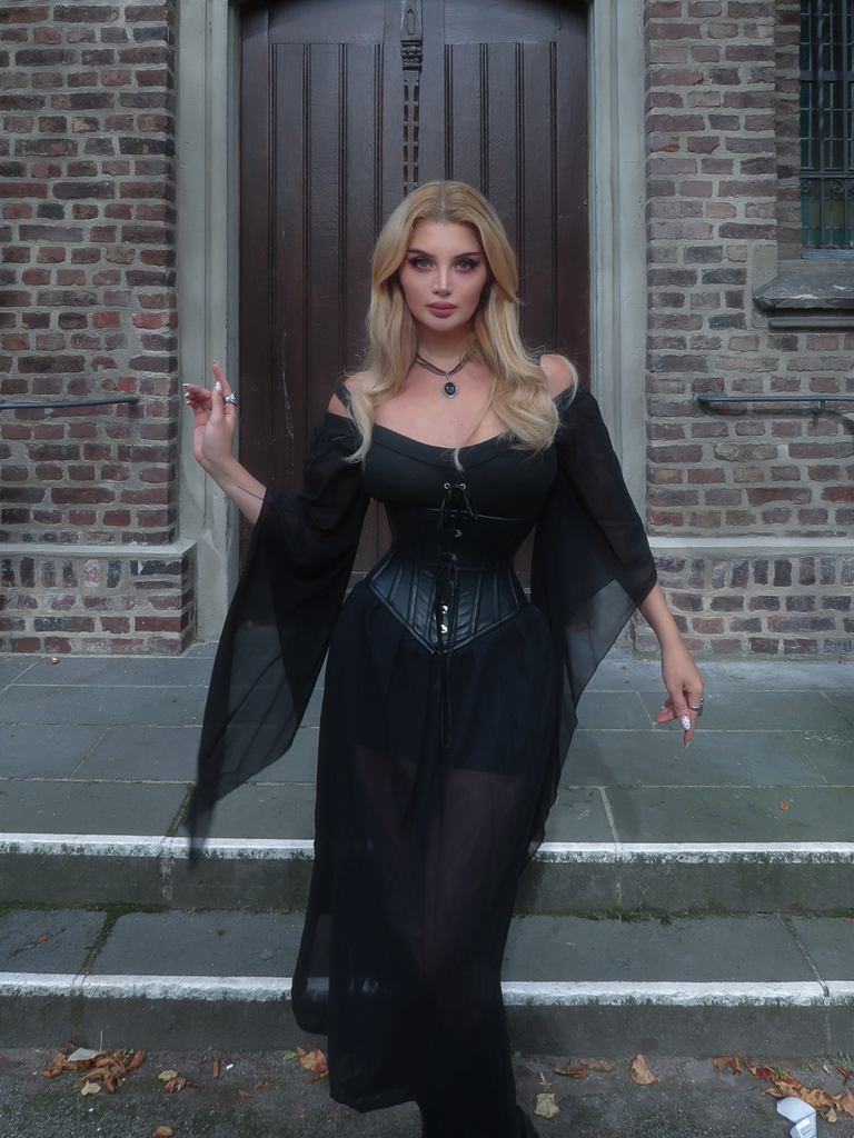 1950s Halloween Lace Patchwork Witch Dress