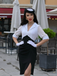 White & Black 1960s Notched Collar Ruched Bodycon Dress