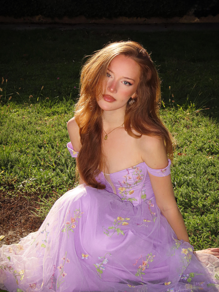 1930s Floral Mesh Boned Lace-Up Dress