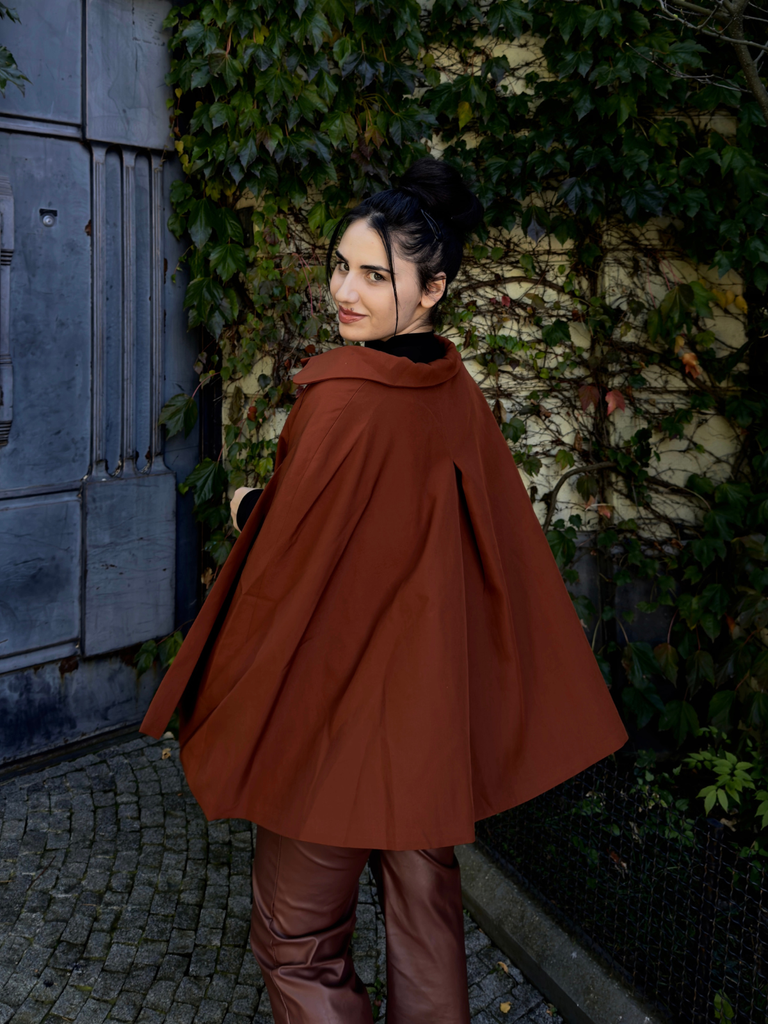 Camel Color 1940s Lapel Cape Coat