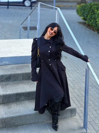 1950s Solid Stand Collar Button Coat