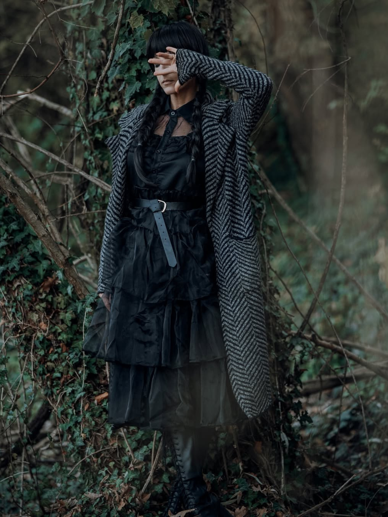 Black 1950s Halloween Lace Belt Dress