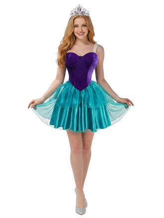1950s Mermaid Princess Ariel Costume Dress With Crown