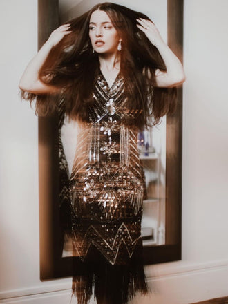 Gold 1920s Sequined Flapper Dress