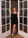 Black Solid Sleeveless Lace Mini Dress