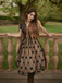 Black 1950s V-Neck Bow Mesh Dress