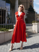 1930s Solid Deep V-Neck Satin Dress