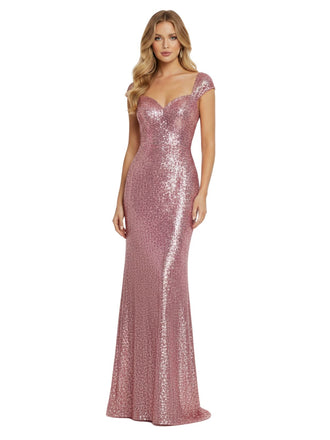 Pink 1920s Sequin Cap-Sleeve High Slit Maxi Dress