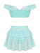Mint green two-piece Bikini Set with a top and ruffled skirt on a white background