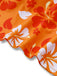 Close-up of the vivid hibiscus flower print and high-quality stitching on the hem of the orange bikini set.