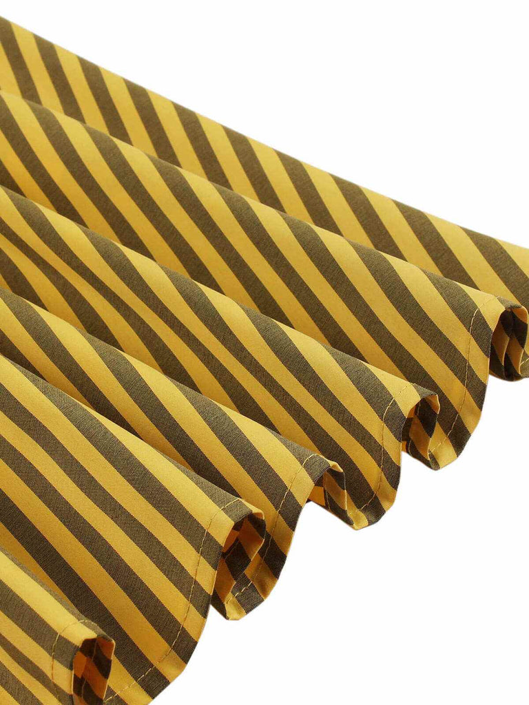 Yellow 1950s Bow Striped Swing Dress