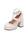 Vintage Lace Patent Leather Chunky Heels