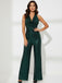 1970s Solid Cowl Neck Halter Sequined Jumpsuit