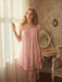 1950s Bow Lace Trim Sheer Mesh Babydoll Nightgown