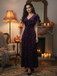 Purple 1940s Velvet V-Neck Star Ruffle Dress
