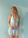Turquoise 1950s Chiffon Starfish Halter Ruffled Tankini Set