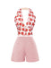 Pink 1950s Button Solid Shorts