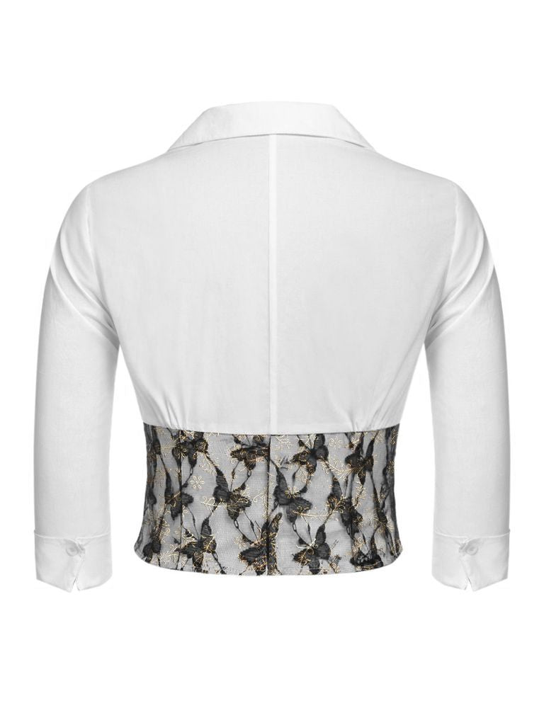 Lace Butterflies Patchwork Blouse Top