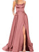 Solid Strap Long Slit Maxi Dress