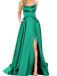 Solid Strap Long Slit Maxi Dress
