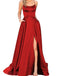 Solid Strap Long Slit Maxi Dress