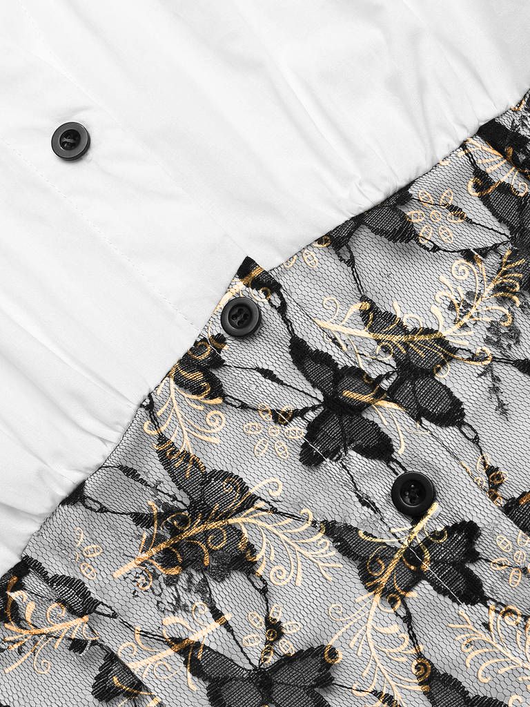 Lace Butterflies Patchwork Blouse Top