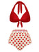 Red 1950s Polka Dots Halter Bikini Set