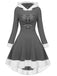 1950s Furry Patchwork Solid Lace-up Dress