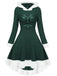 1950s Furry Patchwork Solid Lace-up Dress