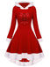 1950s Furry Patchwork Solid Lace-up Dress
