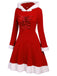 1950s Furry Patchwork Solid Lace-up Dress