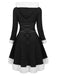 1950s Furry Patchwork Solid Lace-up Dress