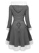 1950s Furry Patchwork Solid Lace-up Dress