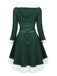 1950s Furry Patchwork Solid Lace-up Dress