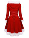 1950s Furry Patchwork Solid Lace-up Dress