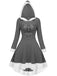 1950s Furry Patchwork Solid Lace-up Dress