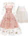 2PCS Pink 1950s Dress & White Petticoat