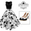 Black 1950s Floral Swing Dress