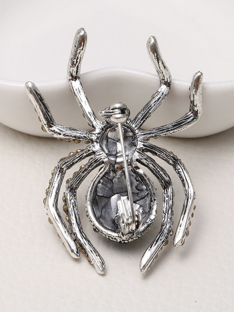 Retro Halloween Spider Rhinestone Brooch