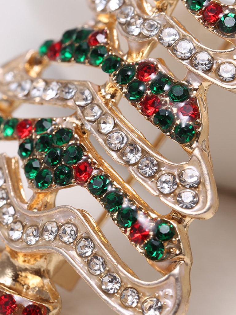 Retro Christmas Trees Rhinestone Brooch