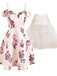 2PCS Floral 1950s Dress & White Petticoat